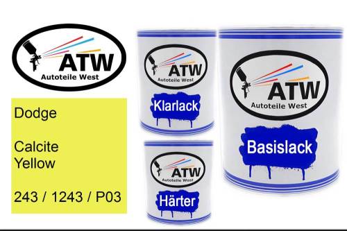 Dodge, Calcite Yellow, 243 / 1243 / P03: 1L Lackdose + 1L Klarlack + 500ml Härter - Set, von ATW Autoteile West.